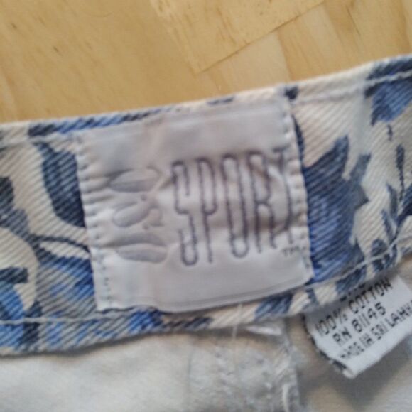 Vintage 90s OSC Sport Blue Roses Denim Jean Shorts High Waist - Picture 6 of 8